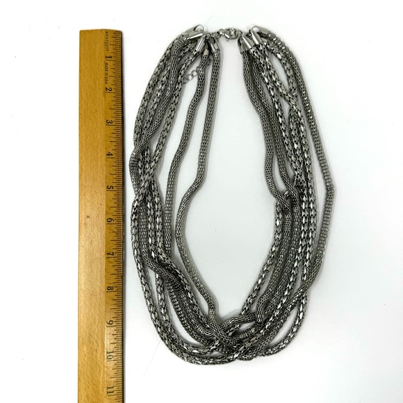 Layered silver tone fashion necklace - Picture 11 of 11